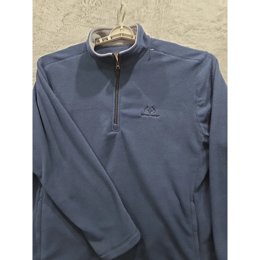 REALTREE MENS POLAR FLEECE 1/4 ZIP DARK NAVY PULLOVER JACKET ZIP POCKETS SZ XXL